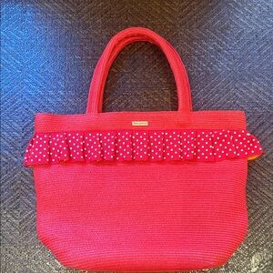 Eric Javitz Red Tote with Polka Dot Ruffle